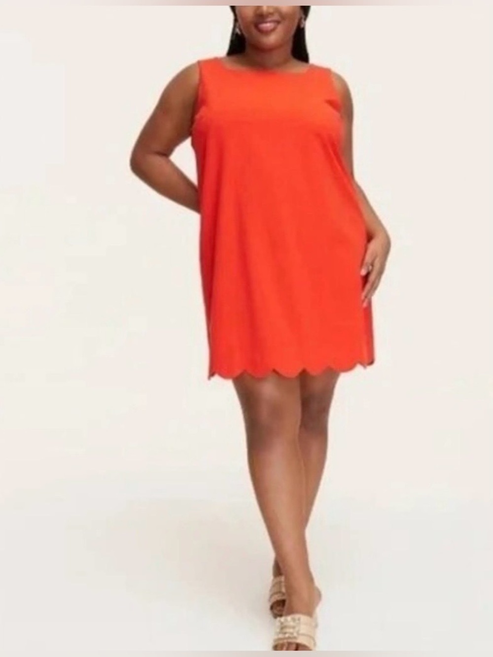 kate spade Bright Orange Scalloped Hem Mini Dress size L